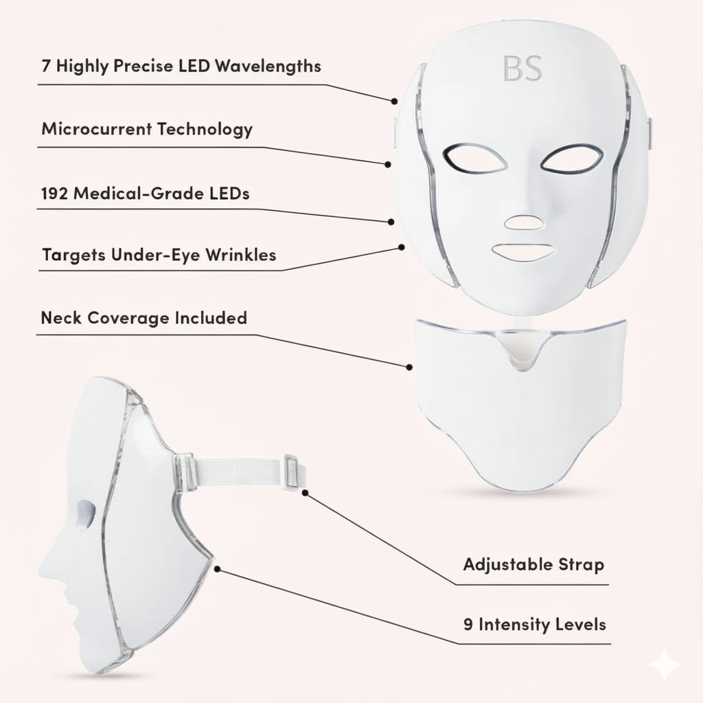 Bloomskin RegenMask LED & Microcurrent Mask for Lifting Jowls, Cheeks, and Lower Face